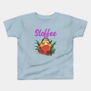 Sloffee Fall Sloth Coffee Kids T-Shirt